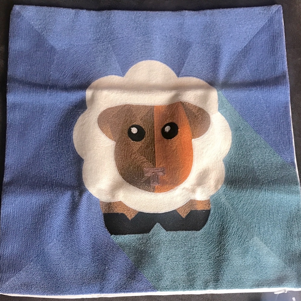 C & Cozy Embroidered Sheep Pillow Cover 18” x18”